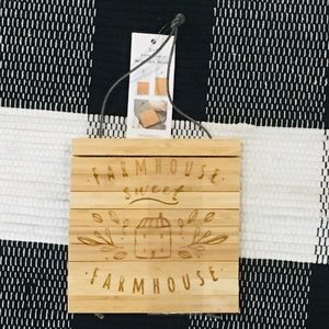 Farmhouse wooden trivet wall hanging kitchen decor 2 pics - NWT